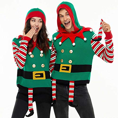 U LOOK UGLY TODAY Long Sleeve Jumper Suéter pulóver, All About Elf, L para Hombre