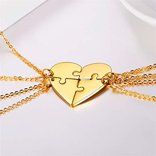 U7 Conjuntos de 4 Unidades de Acero Inoxidable Hermana Collares con patrón de corazón Regalo de Collar Creativo para Las niñas