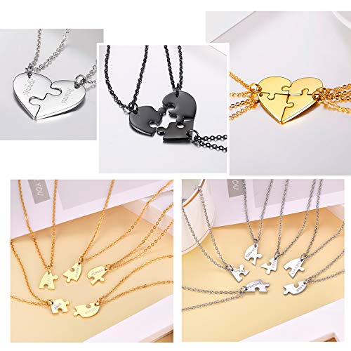 U7 Conjuntos de 4 Unidades de Acero Inoxidable Hermana Collares con patrón de corazón Regalo de Collar Creativo para Las niñas