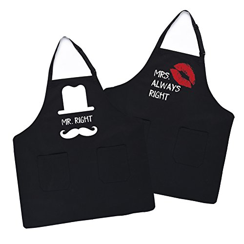 Uarter 2 Piezas Delantal para Parejas, Con 2 bolsillos para aniversario de bodas