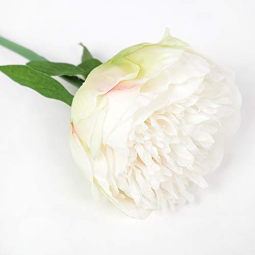 U'Artlines - Ramo de flores artificiales de seda para decoración, seda sintética, 5 cabezales de color blanco., 1 pack