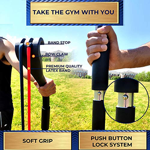 UBaymax Entrenador de Tensión de Arco,Entrenamiento de Resistencia Fitness con Tres Paradas,Multifungal Accesorios de Muscular Gimnasio Portátil,Kit Físico Ejercicio de Fuerza para Hombres Mujeres