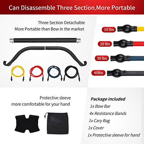 UBaymax Entrenador de Tensión de Arco,Entrenamiento de Resistencia Fitness con Tres Paradas,Multifungal Accesorios de Muscular Gimnasio Portátil,Kit Físico Ejercicio de Fuerza para Hombres Mujeres