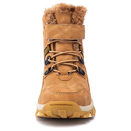 UBFEN Botas de Nieve Botas de Invierno para Niños Invierno Calentar Forrada de Esqui Impermeables Boots 36.5/37 EU A Marrón