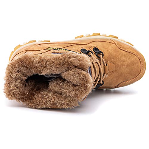 UBFEN Botas de Nieve Botas de Invierno para Niños Invierno Calentar Forrada de Esqui Impermeables Boots 36.5/37 EU A Marrón