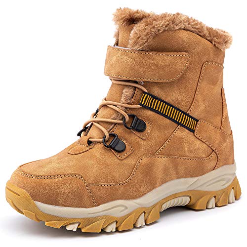 UBFEN Botas de Nieve Botas de Invierno para Niños Invierno Calentar Forrada de Esqui Impermeables Boots 36.5/37 EU A Marrón