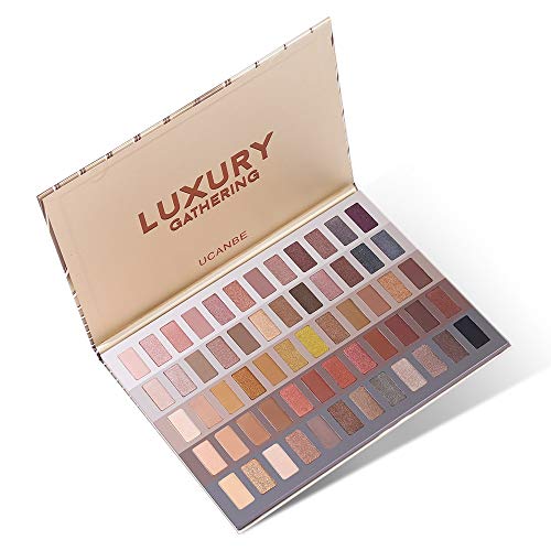 UCANBE 60 colores Honey Shimmer Paleta de sombras de ojos Luxury Gathering Smoky Pigmento de larga duración Sombra de ojos mate Pro Nudes Sombras de ojos con brillo mate dramático neutro cálido