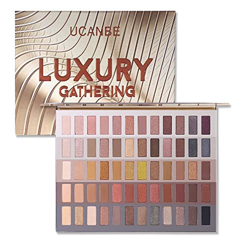UCANBE 60 colores Honey Shimmer Paleta de sombras de ojos Luxury Gathering Smoky Pigmento de larga duración Sombra de ojos mate Pro Nudes Sombras de ojos con brillo mate dramático neutro cálido