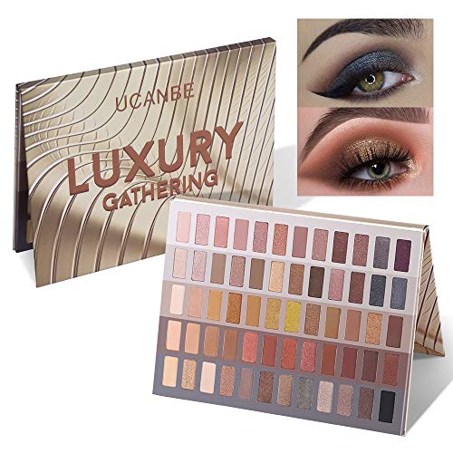 UCANBE 60 colores Honey Shimmer Paleta de sombras de ojos Luxury Gathering Smoky Pigmento de larga duración Sombra de ojos mate Pro Nudes Sombras de ojos con brillo mate dramático neutro cálido