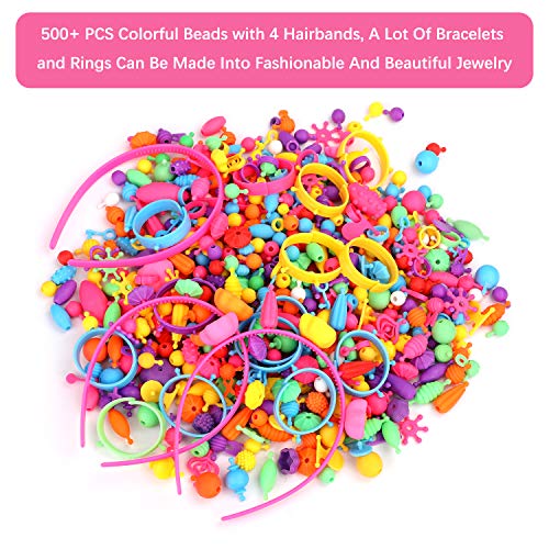 Ucradle Pop Beads, 550pcs Niños Bricolaje Joyería Snap Pop Beads DIY Kit Pulsera Anillo de Collar Juguetes Regalos de Cumpleaños de para 3,4,5,6,7,8 Niños Niñas