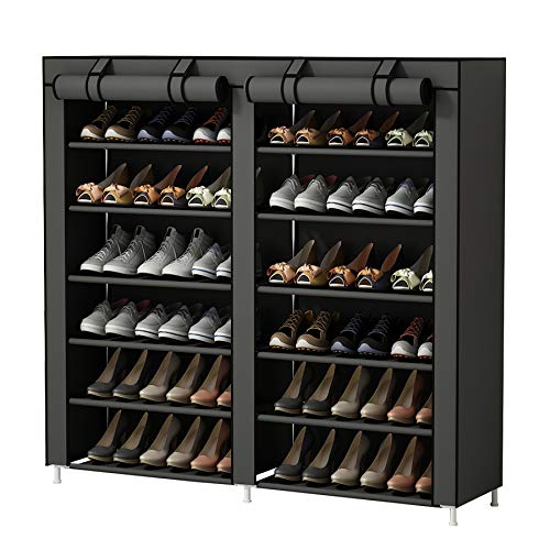 UDEAR Shoes Rack Organizador de Tela de Zapatos, Zapatero 7 Pisos con Resistente al Polvo Gris