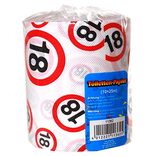 Udo Schmidt Papel higiénico con diseño 18, para regalo de 18 cumpleaños, longitud 25 m, papel higiénico