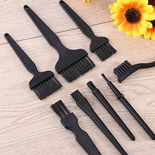 UEETEK 8 en 1 Plástico Nylon Anti cepillo de cepillos de teclado estático Kit de cepillo de limpieza para computadora PC portátil (negro)