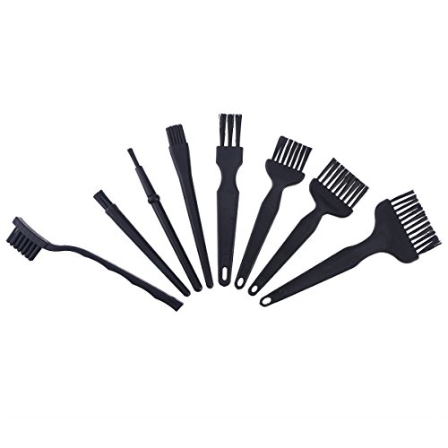 UEETEK 8 en 1 Plástico Nylon Anti cepillo de cepillos de teclado estático Kit de cepillo de limpieza para computadora PC portátil (negro)