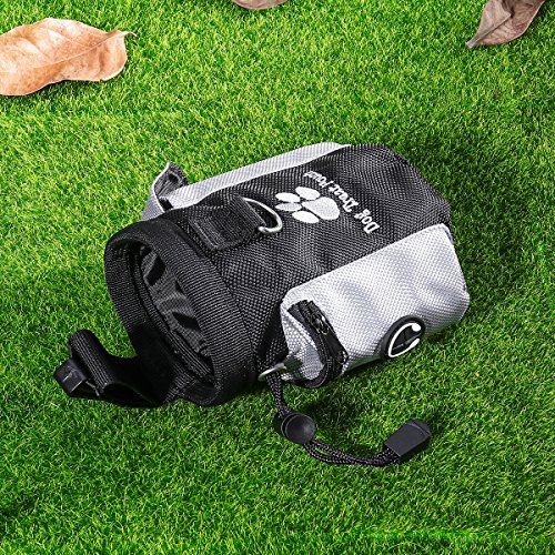 UEETEK Perro tratamiento de cintura bolsa bolso manos libre mascota perro entrenamiento alimentos bolsa de cintura con dispensador de bolsa caca incorporada