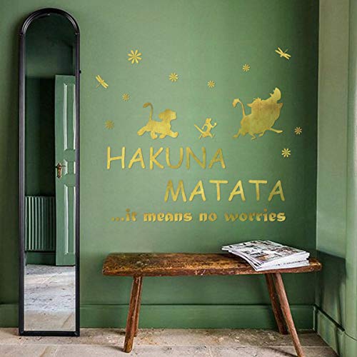 ufengke Pegatinas de Pared Letras and Frases Hakuna Matata Vinilos Adhesivas Pared Citas Motivacionales Doradas para Dormitorio Guardería Habitación Infantiles Niños