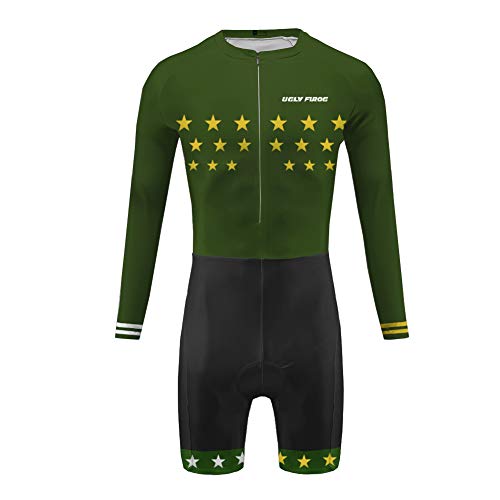 Uglyfrog 2018-2019 Hombres Monos Manga Corto/Larga del Verano Transpirable Ciclismo Skinsuit Sets con Gel Pad Exterior Sportswear Triatlón Ropa Bodies Triatlón Clothes-Siamés