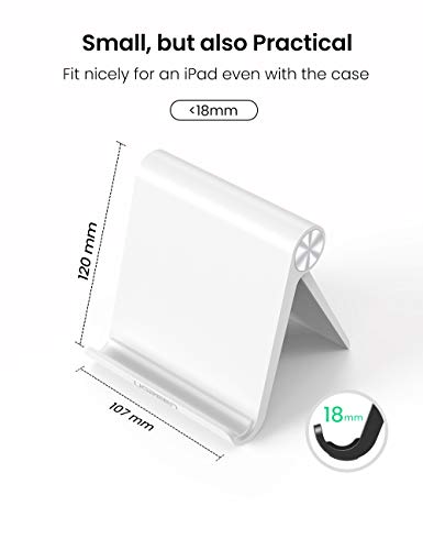 UGREEN Soporte Tablet, Multiángulo Soporte Ajustable para 4 a 13" Tablets y Moviles, como iPad Pro 2018, iPad Mini, Lenovo TAB4 10, Huawei Media Pad, Xiaomi A2, Mi 8 Lite, Samsung Galaxy Tab (Blanco)