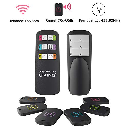UKing - Localizador de llaves inalámbrico 6 en 1, localizador de artículos RF, dispositivo con control remoto, ideal para rastrear llaves, carteras, bolsas de mascotas y cualquier artículo perdido