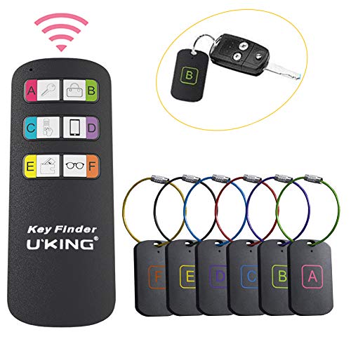 UKing - Localizador de llaves inalámbrico 6 en 1, localizador de artículos RF, dispositivo con control remoto, ideal para rastrear llaves, carteras, bolsas de mascotas y cualquier artículo perdido