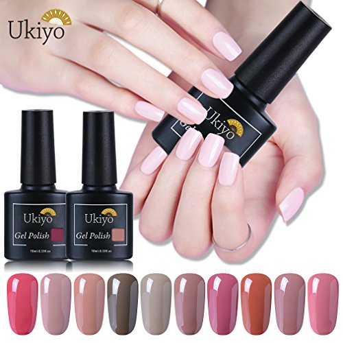 Ukiyo Color desnudo Gel de esmalte Kit de Esmaltes de Uñas Gel UV LED UV LED de colores, serie High Gloss, 12 unidades 12PCS-1 …