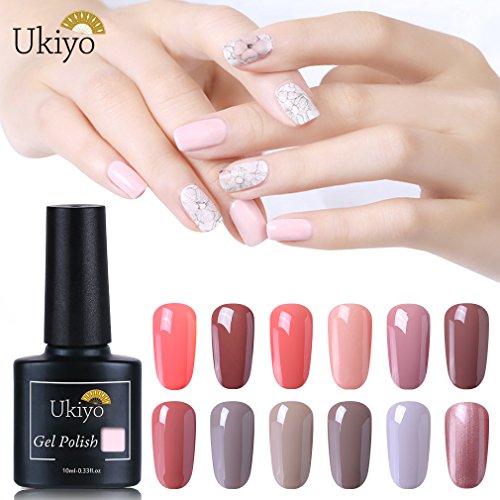 Ukiyo Color desnudo Gel de esmalte Kit de Esmaltes de Uñas Gel UV LED UV LED de colores, serie High Gloss, 12 unidades 12PCS-1 …