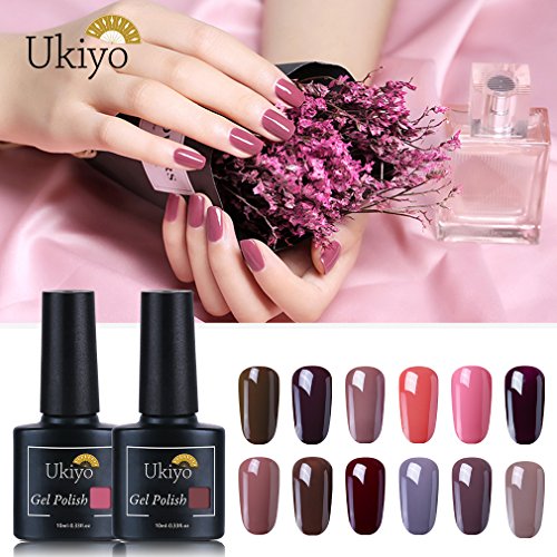 Ukiyo Color desnudo Gel de esmalte Kit de Esmaltes de Uñas Gel UV LED UV LED de colores, serie High Gloss, 12 unidades 12PCS-1 …