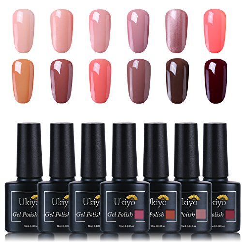 Ukiyo Color desnudo Gel de esmalte Kit de Esmaltes de Uñas Gel UV LED UV LED de colores, serie High Gloss, 12 unidades 12PCS-1 …