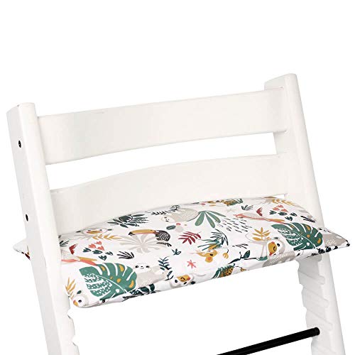 Ukje - Cojin Para Tronas de Bebe Stokke Tripp Trapp 1 Pieza Funda Silla OEKO TEX® Standard 100 Funda Cojin Plastificado Práctico Fácil de Limpiar Animales Blancos