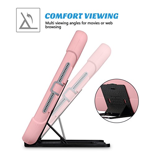 ULAK Funda iPad 9,7 Pulgada 2018/2017, [Serie Armor] 3 in 1 híbrido Cases de la Cubierta a Prueba de Golpes Carcasa con Soporte Función para el iPad 9.7 Pulgada 6ª/5ª generación - Cornejo Rosa