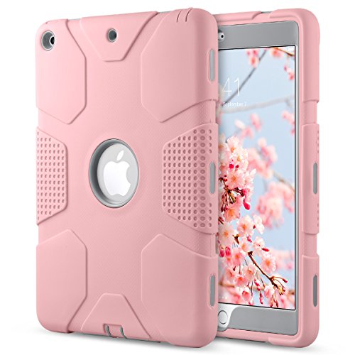 ULAK Funda iPad 9,7 Pulgada 2018/2017, [Serie Armor] 3 in 1 híbrido Cases de la Cubierta a Prueba de Golpes Carcasa con Soporte Función para el iPad 9.7 Pulgada 6ª/5ª generación - Cornejo Rosa