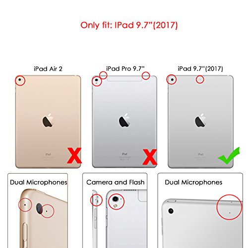 ULAK Funda iPad 9,7 Pulgada 2018/2017, [Serie Armor] 3 in 1 híbrido Cases de la Cubierta a Prueba de Golpes Carcasa con Soporte Función para el iPad 9.7 Pulgada 6ª/5ª generación - Cornejo Rosa