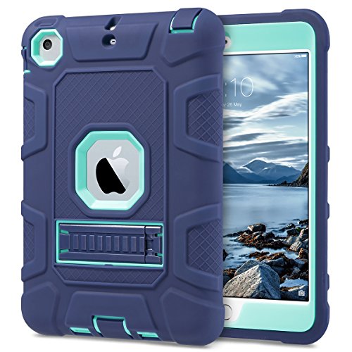 ULAK Funda iPad Mini 1/2/3, [Serie Armor] 3 in 1 híbrido Cases de la Cubierta a Prueba de Golpes Carcasa con Soporte Función para el iPad Mini/iPad Mini 2 / iPad Mini 3 - Azul Marino