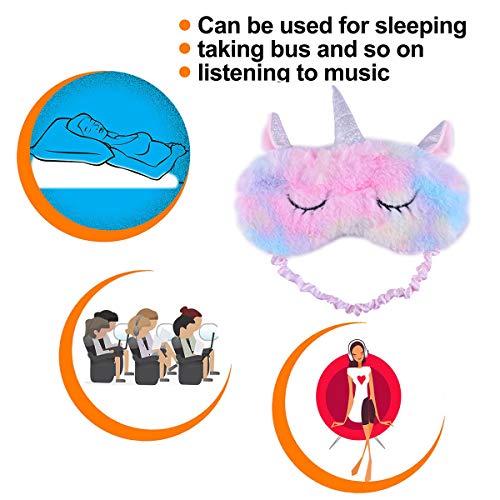 Ulife Mall Unicornio Máscara de Sueño, Antifaz para dormir, Seda Natural Máscara de Ojos Antifaz de Dormir de Felpa Suave Sombra para Dormir para Mujeres y Niñas Viajar Hogar Oficina Descansar