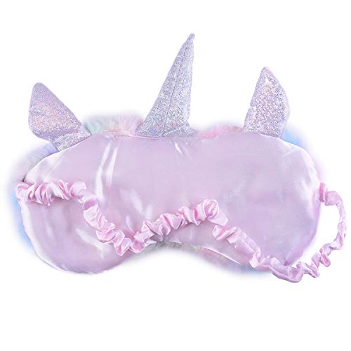 Ulife Mall Unicornio Máscara de Sueño, Antifaz para dormir, Seda Natural Máscara de Ojos Antifaz de Dormir de Felpa Suave Sombra para Dormir para Mujeres y Niñas Viajar Hogar Oficina Descansar
