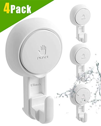 Ulinek 4 Piezas Ganchos Ventosa Baño Sin Agujeros Colgador Ventosa Ultra Fuerte MAX 5KG Perchero Ventosa Gancho Super Resistentes para Colgar Toallas Ducha Baño Pared Puerta Cocina, Transparente