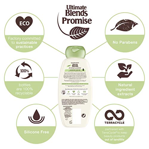 Ultimate Blends Garnier Champú para el cabello normal con leche de almendras y agave, 360 ml