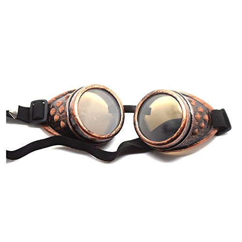 Ultra Bronce Con Marrón Lentes Steampunk Gafas Cibernéticas Punk Victoriano Cosplay Gótico Redondo Lentes Soldadura Rústico Remache Vintage