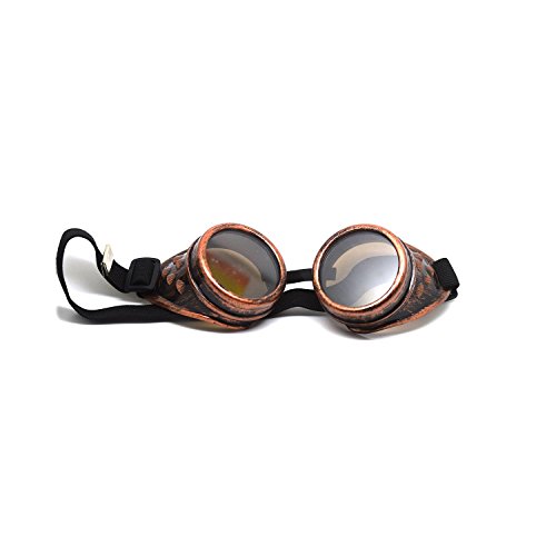 Ultra Bronce Con Marrón Lentes Steampunk Gafas Cibernéticas Punk Victoriano Cosplay Gótico Redondo Lentes Soldadura Rústico Remache Vintage