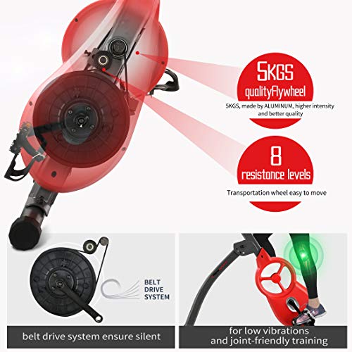 Ultrasport Bicicleta estática F-Bike 600 Pro, Aparato para Entrenar piernas y Abdomen, Incluye Sensor de Pulso, ergómetro con 3 Modos de Entrenamiento y Pantalla multifunción, Gris Oscuro/Rojo