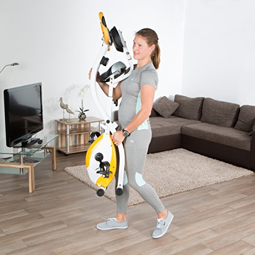 Ultrasport F-Bike 200B - Entrenador Hogar/Bicicleta con Sensores de Pulso de Mano, con Respaldo, 8 Niveles de Resistencia, Plegable