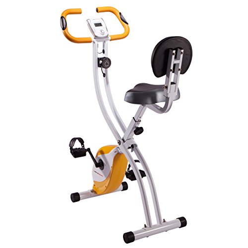 Ultrasport F-Bike 200B - Entrenador Hogar/Bicicleta con Sensores de Pulso de Mano, con Respaldo, 8 Niveles de Resistencia, Plegable