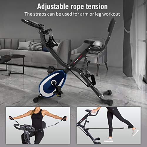 Ultrasport F-Bike 400BS Bicicleta estática Plegable, tracción, Pantalla y App, F-Bike 400BS con Respaldo/Cuerdas & APP, Unisex