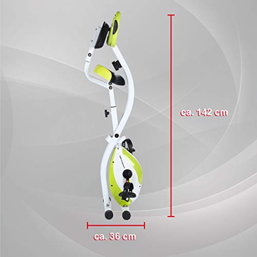 Ultrasport Unisex F-Bike, pantalla LCD, entrenador casero plegable, niveles de resistencia ajustables, con sensores de pulso de mano, entrenador de bicicleta plegable, para atletas y mayores