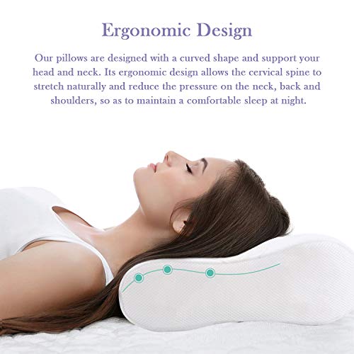 UMI. by Amazon Almohada Viscoelástica - Almohada Cervical Aloe Vera con Altura Ajustable, Cojines Cama Ortopédica Diseño Ergonómico Terapéutico Reduce Dolores Cervicales, para Espalda y Dormir de Lado