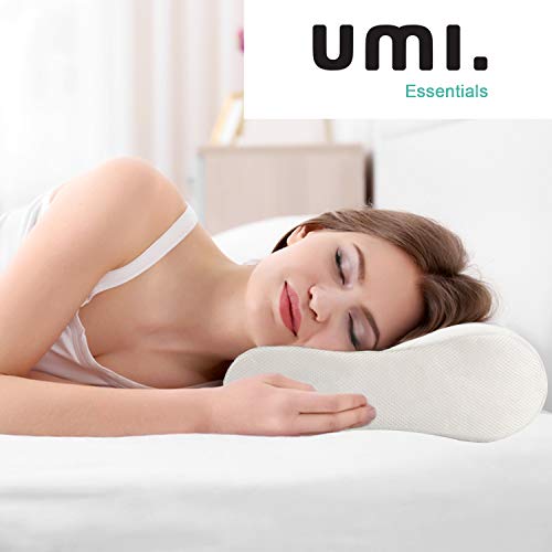 UMI. by Amazon Almohada Viscoelástica - Almohada Cervical Aloe Vera con Altura Ajustable, Cojines Cama Ortopédica Diseño Ergonómico Terapéutico Reduce Dolores Cervicales, para Espalda y Dormir de Lado