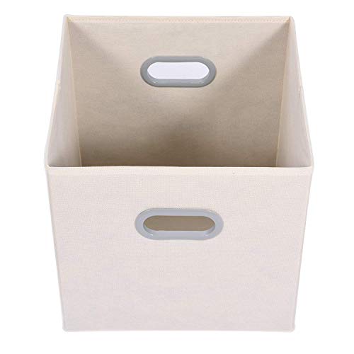 UMI. by Amazon - Cajas de Almacenaje de Tela, Cubos de Almacenaje Plegables con 2 Asas, para Hogar, Armario, Cuarto de Niños, 6 pcs, Beige, 30,5 x 30,5 x 30,5 cm