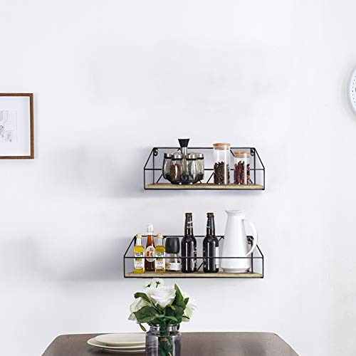 UMI. by Amazon Estantes flotantes rústicos de Madera para baños, Salas de Estar o cocinas, Set de 2