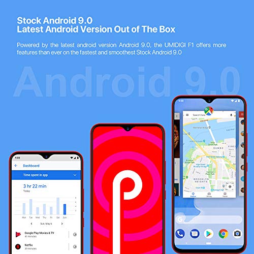 UMIDIGI F1 Smartphone Libres Android 9.0 Teléfono Inteligente Dual SIM 6.3" FHD + 128GB ROM 4GB RAM Helio P60 5150mAh Batería 18W Carga rápida Teléfono móvil con NFC 16MP + 8MP Cámara (Rojo)