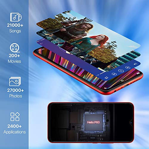 UMIDIGI F1 Smartphone Libres Android 9.0 Teléfono Inteligente Dual SIM 6.3" FHD + 128GB ROM 4GB RAM Helio P60 5150mAh Batería 18W Carga rápida Teléfono móvil con NFC 16MP + 8MP Cámara (Rojo)